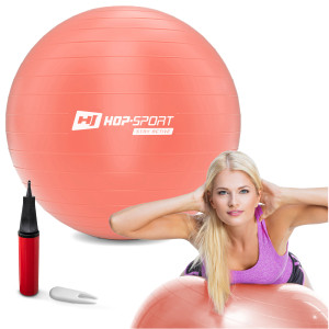 Фитбол Hop-Sport 55 см Розовый + насос. Photo 2