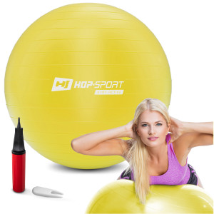 Фитбол Hop-Sport 75 см Желтый + насос. Photo 2