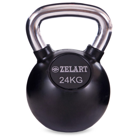 Гиря обрезиненная с хромированной ручкой Кроссфит Zelart ТА-5162-24 24кг