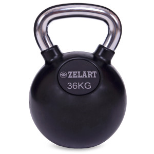 Гиря обрезиненная с хромированной ручкой Кроссфит Zelart ТА-5162-36 36кг