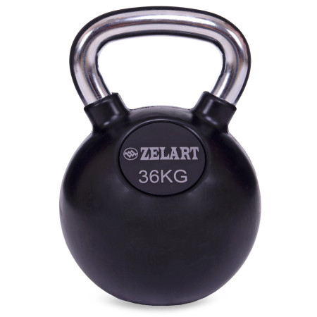 Гиря обрезиненная с хромированной ручкой Кроссфит Zelart ТА-5162-36 36кг