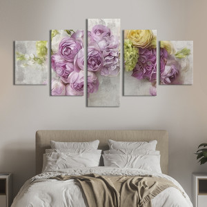 Модульная картина из 5 частей на холсте KIL Art Воздушные пионы в букете 112x54 см (268-52)
