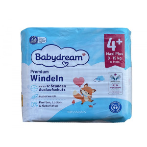 Детские одноразовые подгузники Babydream Premium 4+ Maxi Plus 9-15 кг 36 шт