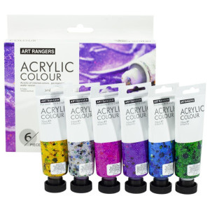 Художественные акриловые краски с блестками Art Rangers Acrylic glitter 6 цветов по 75 мл