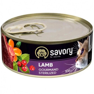 Влажный корм для взрослых стерилизованных кошек Savory Cat Can Adult Sterilised с ягненком 100 г (77850)