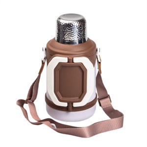 Термос для туризма с флип крышкой и складными ручками YIWU Vacuum Cup 1500 мл Коричневый (HP-14-21W)