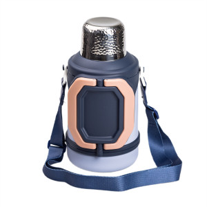 Термос для туризма с флип крышкой и складными ручками YIWU Vacuum Cup 1500 мл Темно-синий (HP-14-21BL)