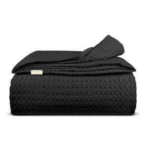 Плед покрывало COSAS Black Waffle Weave 75x95 см Черный
